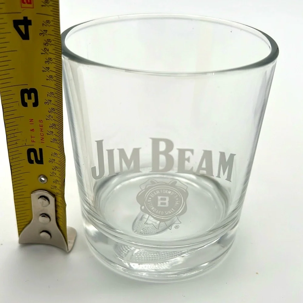 Jim Beam Bourbon Clear Rocks Glass Set with Heavy Base - Golf Ball & Football -2